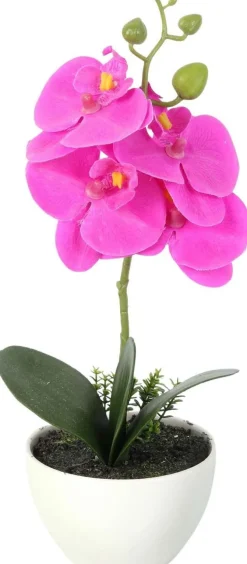 Orchidée artificielle pot en céramique 30 cm (Fuschia)