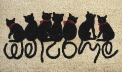 Paillasson en coco avec inscriptions 75 x 45 cm (Chats welcome)