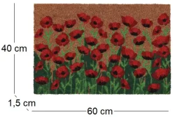 Paillasson en coco et PVC 60 x 40 cm (Coquelicots)
