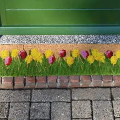 Paillasson en fibre de coco 75 x 25 cm Tulipes