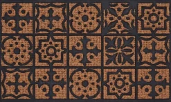 Paillasson en fibres de coco et caoutchouc avec motifs 75 x 45 cm (Mosaique)