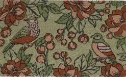Paillasson en fibres de coco Flowers and bird (Vert)