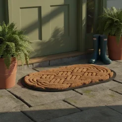 Paillasson en fibres de coco tissé et caoutchouc