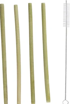 12 pailles en bambou avec goupillon