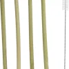 4 pailles en bambou avec goupillon