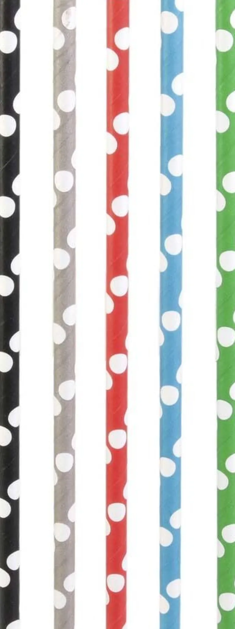 Pailles imprimées fantaisies en papier (Lot de 50) (Pois vifs)