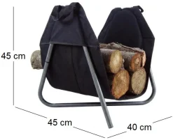 Panier à bûches en métal et tissu fabriqué en France