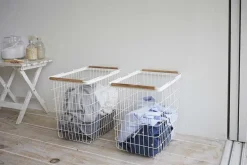 Panier à linge en métal blanc Laundry