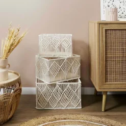 Panier rectangulaire gigogne Boho (Lot de 3)