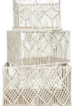 Panier rectangulaire gigogne Boho (Lot de 3)