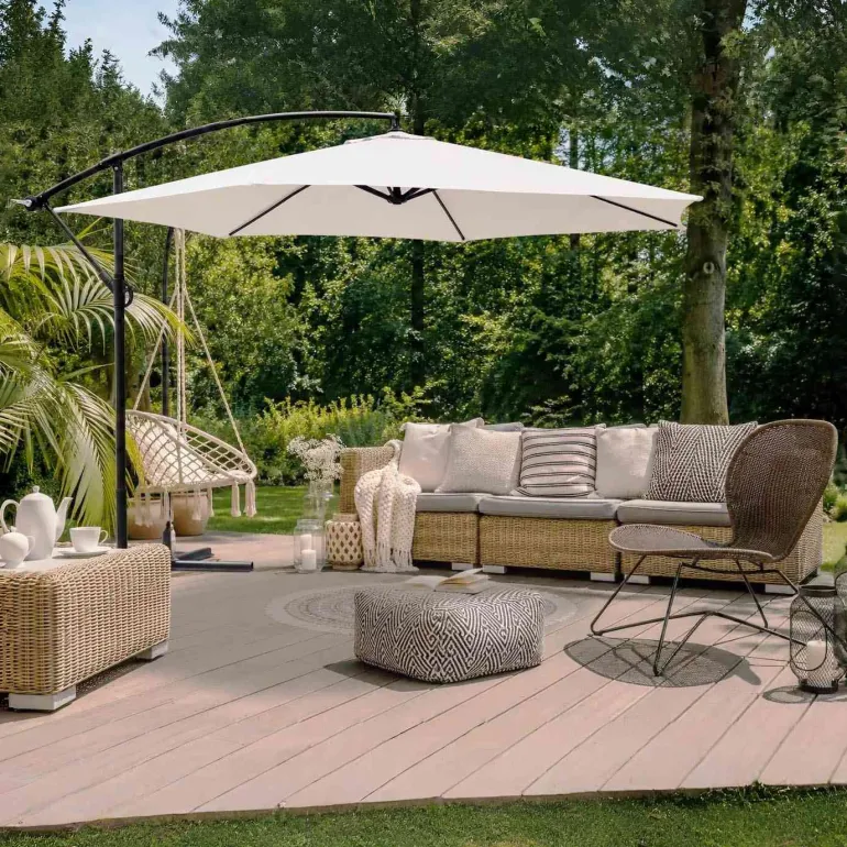 Parasol déporté rond Eko 3 m (Ivoire)