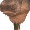 Patère animal en bois sculpté à la main et métal (Hippopotame)