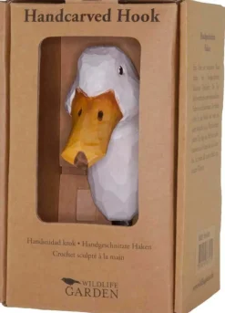 Patère animal en bois sculpté à la main et métal (Canard)