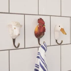 Patère animal en bois sculpté à la main et métal (Canard)