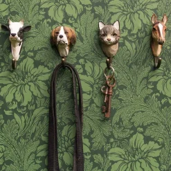 Patère animal en bois sculpté à la main et métal (Cheval pur sang arabe)
