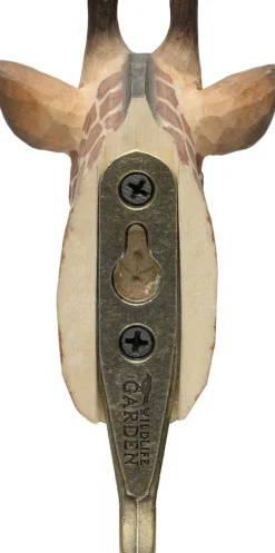 Patère animal en bois sculpté à la main et métal (Girafe)