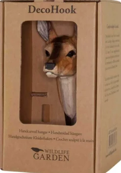 Patère animal en bois sculpté à la main et métal (Chevreuil)