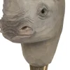 Patère animal en bois sculpté à la main et métal (Rhinocéros)