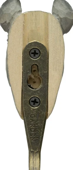 Patère animal en bois sculpté à la main et métal (Rhinocéros)