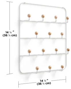 Patère 14 crochets fixation murale ou dessus de porte Estique (Blanc)