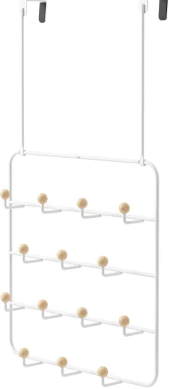 Patère 14 crochets fixation murale ou dessus de porte Estique (Blanc)