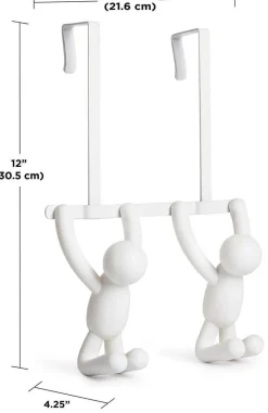 Patère double de porte Buddy (Blanc)