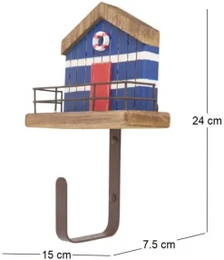 Patère en bois et métal Sea (Cabane de pêcheur)