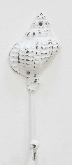 Patère en métal Coquillage 7 x 5 x 18 cm (Blanc)