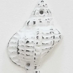 Patère en métal Coquillage 7 x 5 x 18 cm (Blanc)