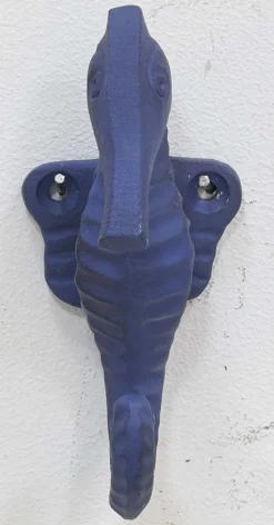 Patère en métal hippocampe 4.5 x 5 x 11 cm (Bleu)