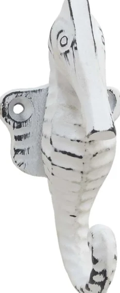 Patère en métal hippocampe 4.5 x 5 x 11 cm (Blanc)