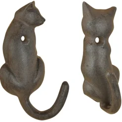 Patère queue d'animal en fonte (Lot de 2) (Chat)