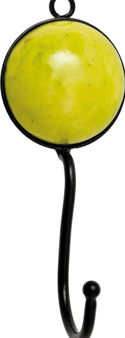 Patère rond en métal et céramique Haken (Jaune)