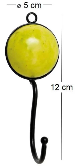 Patère rond en métal et céramique Haken (Jaune)