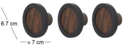 Patère ronde noyer et caoutchouc Hub (Lot de 3)
