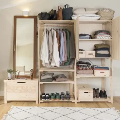 Penderie en pin massif Nova (76.5 x 38.5 x 174.5 cm)