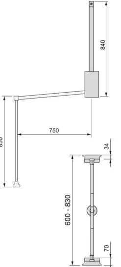 Penderie rabattable chromée pour armoire Hang (Largeur réglable de 60 à 83 cm)