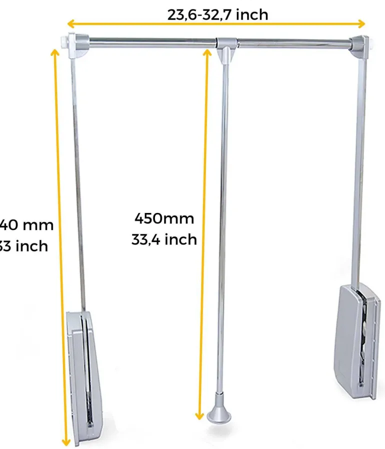 Penderie rabattable chromée pour armoire Hang (Largeur réglable de 60 à 83 cm)