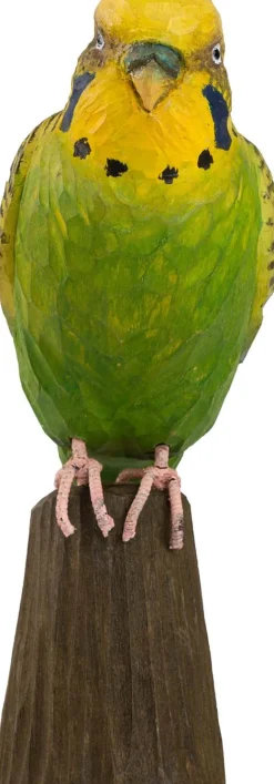 Perruche ondulée en bois sculpté à la main 15.5 x 5.2 x 15.1 cm