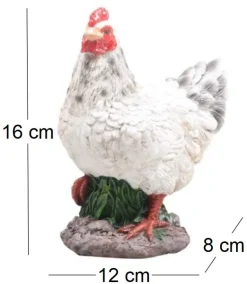Petite poule en résine 12 x 8 x 16 cm (Blanc)