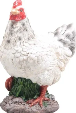 Petite poule en résine 12 x 8 x 16 cm (Blanc)