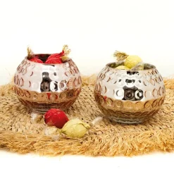 Photophore boule en verre antique (Lot de 4)