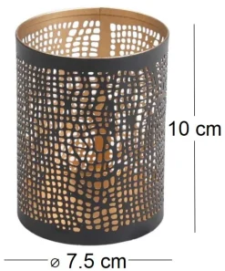 Photophore en métal ajouré 7.5 x 10 cm (Lot de 2)