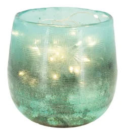 Photophore en verre teinté turquoise