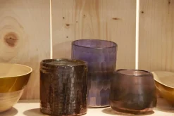 Photophore en verre teinté violet
