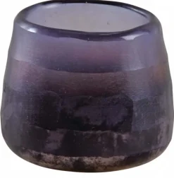 Photophore rond en verre teinté violet