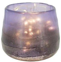 Photophore rond en verre teinté violet