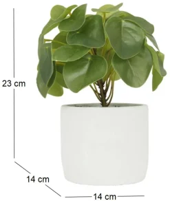 Pilea artificielle pot effet ciment 23 cm