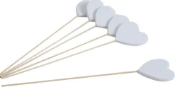 Piques coeurs en bois blanc (Lot de 6)