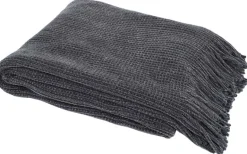 Plaid chenille en polyester avec franges 120 x 150 cm (Gris)